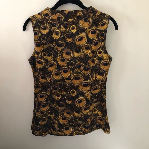 Milly Peacock Motif tie neck Blouse Size 2 - Picture 4 of 6